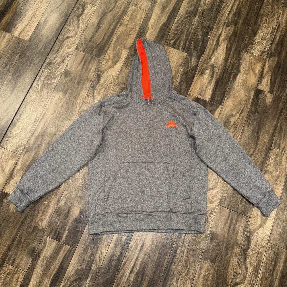 Adidas Climawarm Men's‎ Gray and Orange Long Sleeve Pullover Hoodie Size L